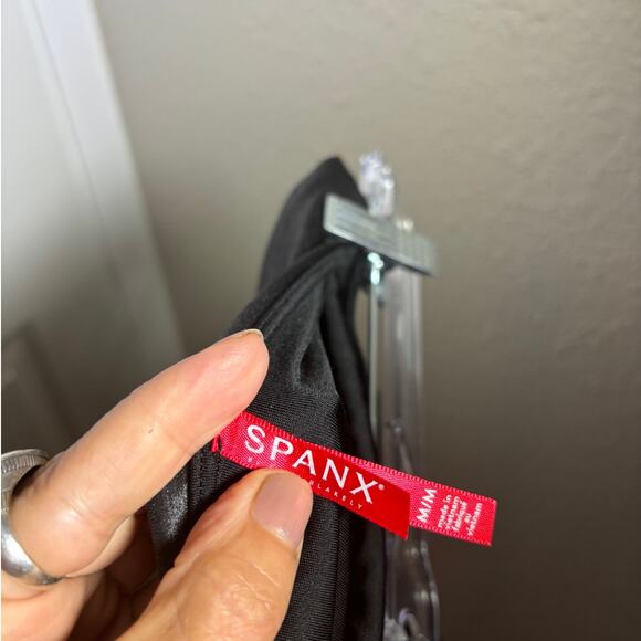 SPANX Black Faux Leather Leggings Pants High Rise Slimming Shapewear Size M - Picture 5 of 7